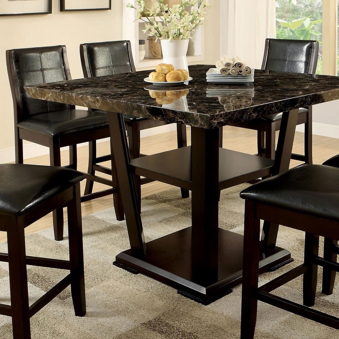 Furniture of America Clayton II CM3933PT TABLE Contemporary Counter Height Table with Faux Marble Top Corner Furniture Pub Tables